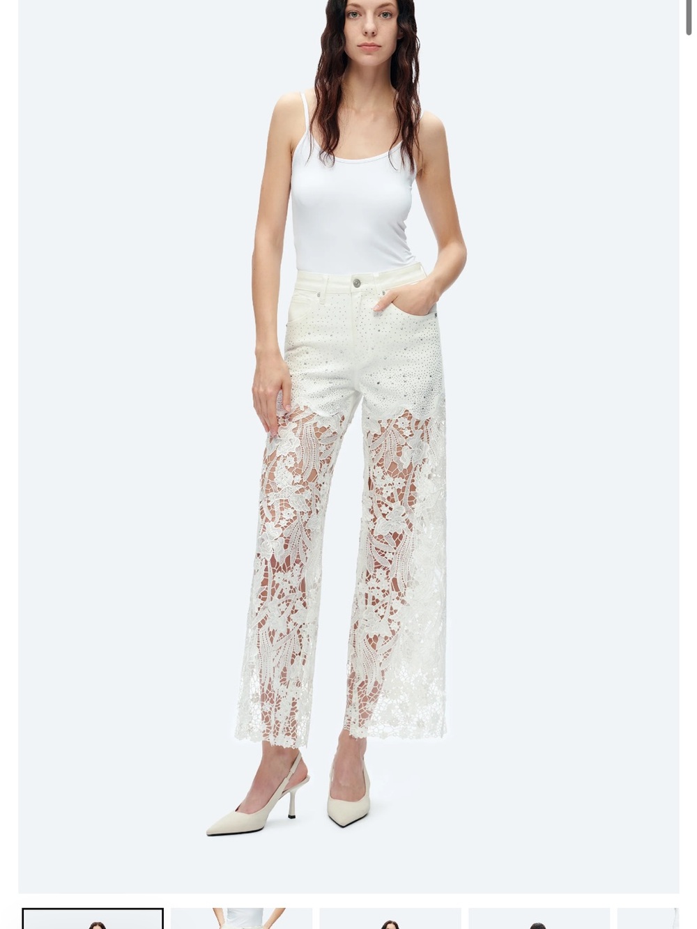 BAYEAS Perfect Stretch White Lace-Trim Women’s Jeans - New With Tags